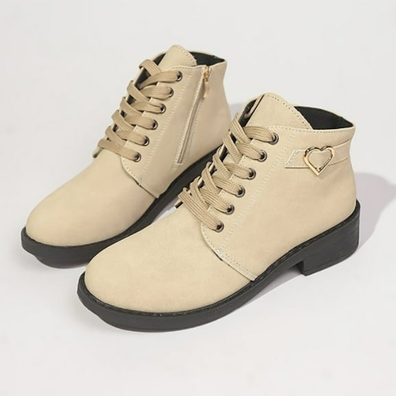 XIMIN Women Lace-up Boots Point Toe Low Heel Ankle Boots Formal Business Casual Boots Fashion Thick Sole Mid Sleeve Boots Outdoor Ankle Pointed Toe Short Boots