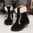 thumbnail image 1 of XIMIN Women Low Heel Suede Cotton Faux Furry Lined Shoes Lace Up Comfortable Non Slip Ankle Platform Boots Outdoor Casual Winter Snow Warm Boots, 1 of 9