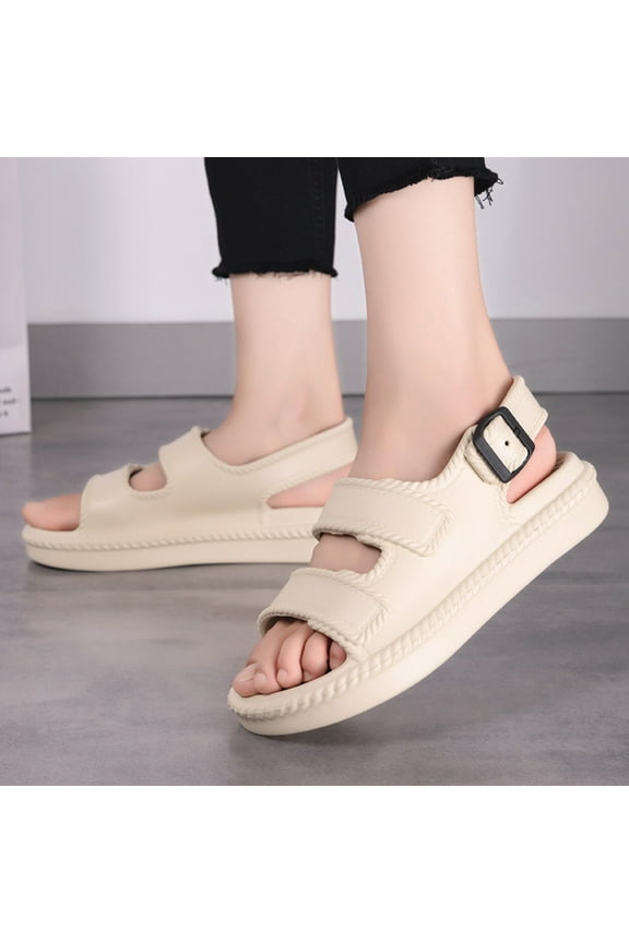 Women Men Clogs Cloud Comfort Platform Sandals with Hook Loop Back Adjustable Heel Strap Slip on Flat Slides Sandals EVA Summer Quick Drying Pillow Shoes