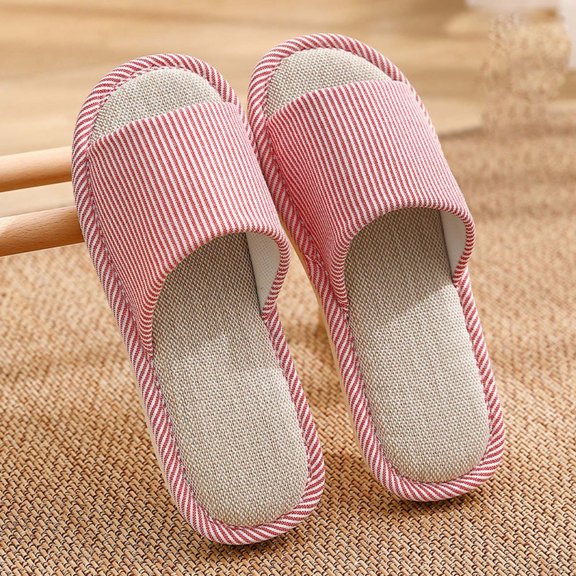 XIMIN Women Men Couple Stripe Slipper Flat Quick Dry Open Toe ShowerSlides Casual Lightweight Lounging Sandal Cushioned Comfy Colorblock Shoes