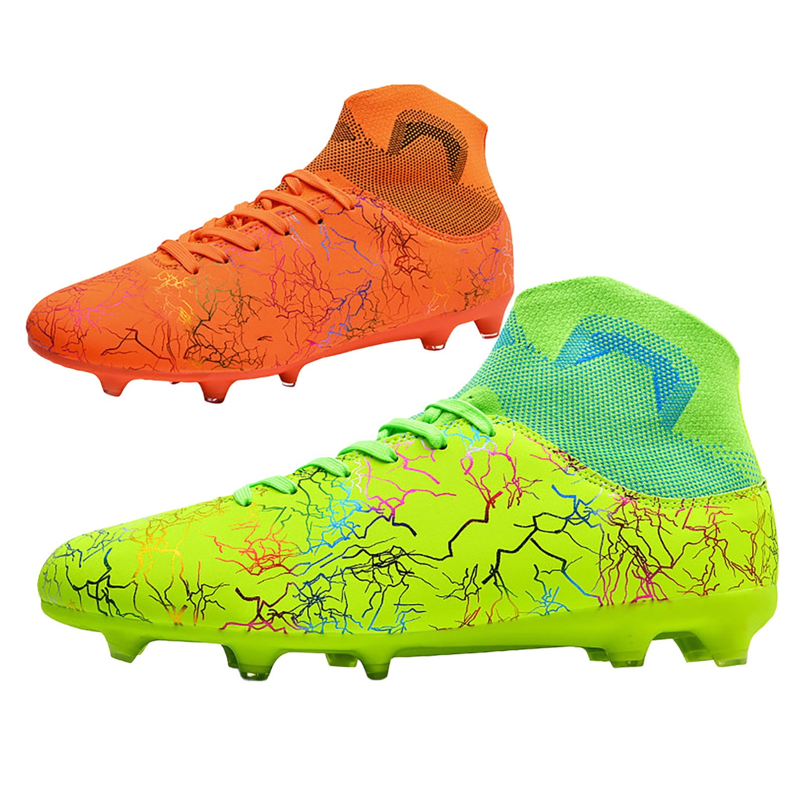 XIMIN Women and Men High Top Lightweight Soccer Cleats Comfy Lightweight Durable Football Boots Spikes Secure Lace-Up Shoes Training Sports Sneakers (10, Green)