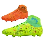 XIMIN Women and Men High Top Lightweight Soccer Cleats Comfy Lightweight Durable Football Boots Spikes Secure Lace-Up Shoes Training Sports Sneakers 9.5, Green