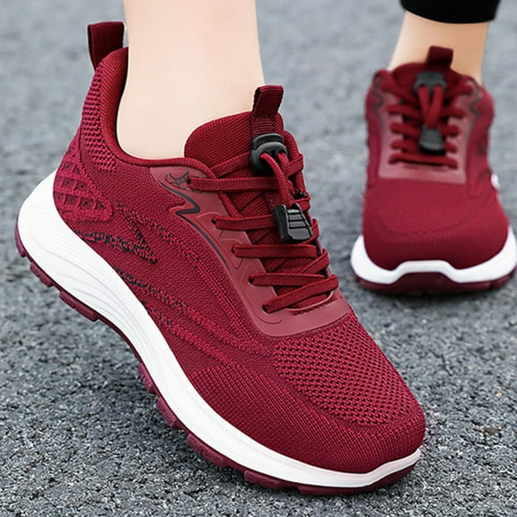 XIMIN Women Men Mesh Sneakers Running Hands Free Shoes with Chunky Sole Lace-Up Round Toe Slip-ins Fashion Sneakers Breathable Anti-Slip Athletic Footwear