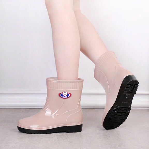XIMIN Women Mid-calf Rubber Rain Boots Rubber Boots Comfort Lightweight Work Boots Waterproof Resistant Durable Slip Garden Boots for Fishing Farming Gardening