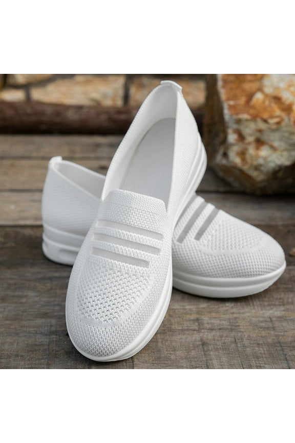 Women Orthopedic Arch Support Woven Mesh Breathable Soft Sneakers Slip On Wide Diabético Footwear Standing All Day Comfortable Summer Shoes (8, White)