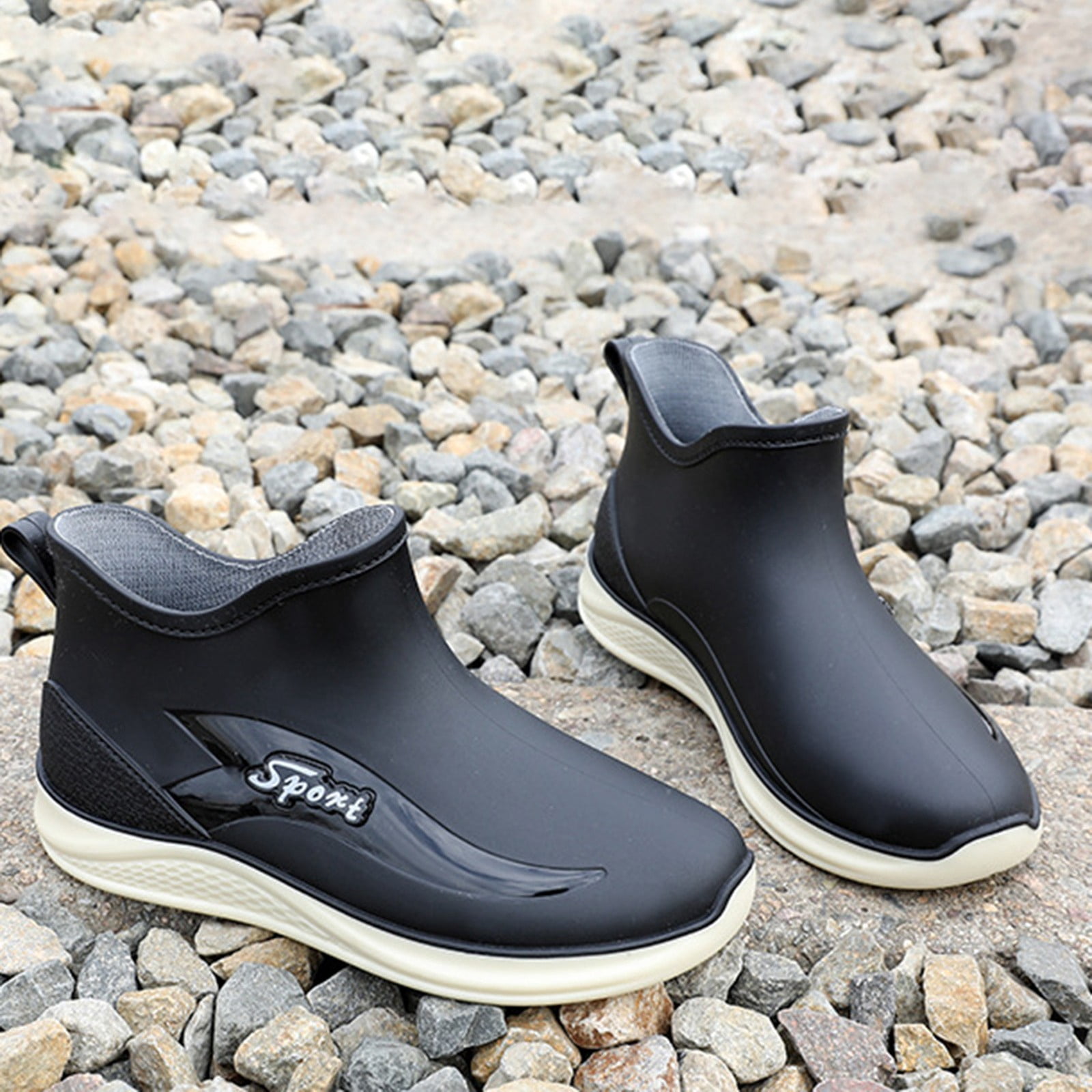 XIMIN Women Rain Boots Ankle Rain Shoes Anti-Slipping Waterproof Rainboots with Comfortable Lightweight Garden Rubber Rain Boot Outdoor Work Shoes Fishing Deck Boots