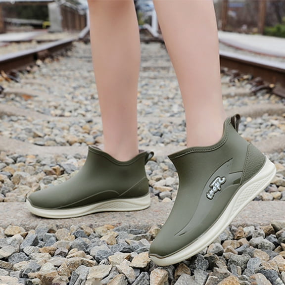 XIMIN Women Rain Boots Ankle Rain Shoes Anti-Slipping Waterproof Rainboots with Comfortable Lightweight Garden Rubber Rain Boot Outdoor Work Shoes Fishing Deck Boots