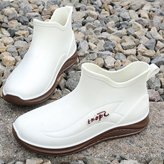 XIMIN Women Rain Boots Ankle Rain Shoes Anti-Slipping Waterproof Rainboots with Comfortable Lightweight Garden Rubber Rain Boot Outdoor Work Shoes Fishing Deck Boots