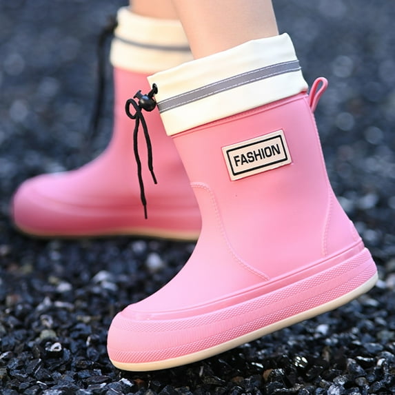 XIMIN Women Rain Boots Comfort Mid-Calf Lightweight Boots Short Rain Boots Waterproof Garden Shoes Outdoor Work Anti-Slipping Rainboots Stylish Light Ankle Rain Shoes