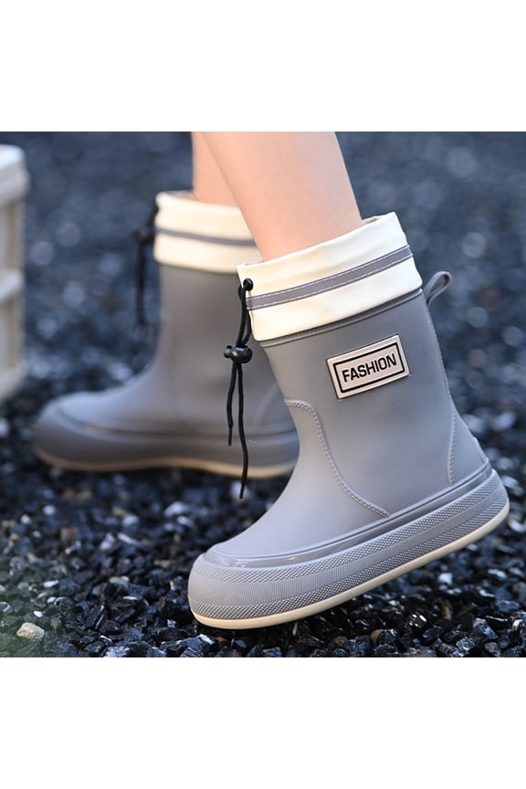 Women Rain Boots Comfort Mid-Calf Lightweight Boots Short Rain Boots Waterproof Garden Shoes Outdoor Work Anti-Slipping Rainboots Stylish Light Ankle Rain Shoes
