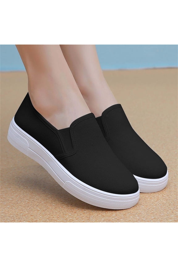 Women Slip on Casual Loafers Sneaker Retro Traditional Breathable Lightweight Black White Casual Simple Softy Shoes for Running Walking Sport