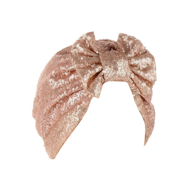 XIMIN Women Stretch Head Wraps Fashion Turban Hatbow Sequins Hair Bonnet Head Scarf Wrap Cover Breathable Head Wraps Turbans Bandana Headwrap