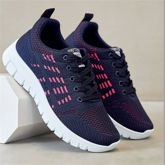 XIMIN Women Thick Sole Mesh Breathable Air Cushion Casual Sneakers for Running Comfort Ortho Stretch Cushion Shoes Plantar Fasciitis with Arch Support