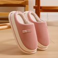 thumbnail image 1 of XIMIN Women Thick Sole Plush Striped Cotton Slippers Warm Memory Foam Comfy House Slippers with Anti-Skid Rubber Sole for Indoor and Outdoor,Autumn and Winter, 1 of 5