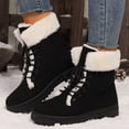 thumbnail image 1 of XIMIN Women Thicken Plush Short Boots Winter Fashion Snow Boots Fur Lining Chunky Block Lug Sole Ankle Boots Mid-calf Lace-up Cotton Shoes, 1 of 8