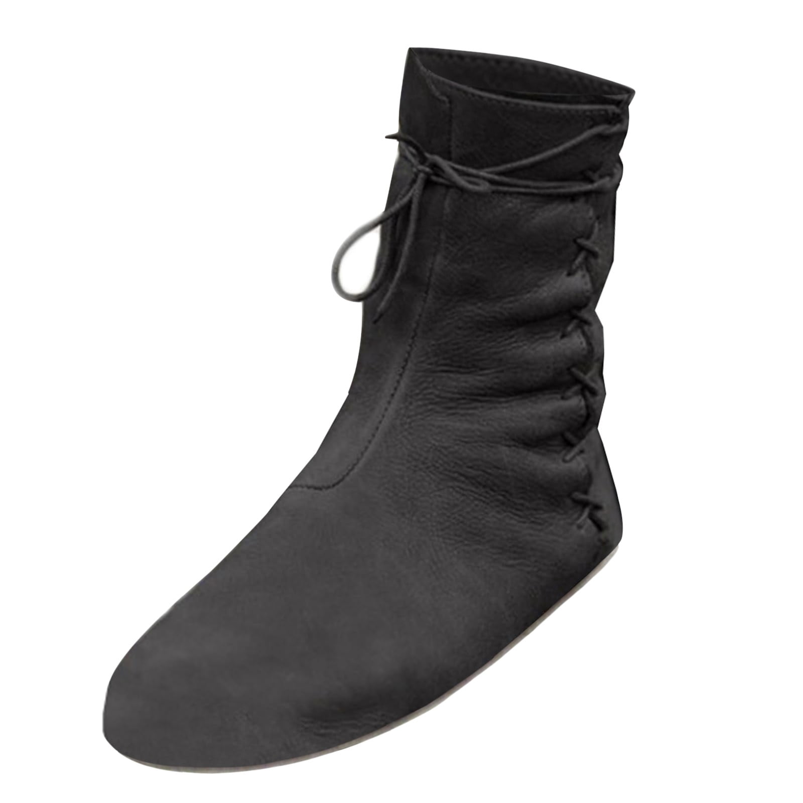 Medieval Slip On Lace Up Boots Cosplay Western Pirate Viking Cuff Shoes Medieval Leather Boots | Viking Renaissance Shoes | Pirate  main image 2