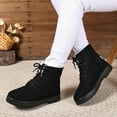 thumbnail image 1 of XIMIN Women Warm Fur Lined Ankle Boots Comfortable Suede Lace Up Booties Comfortable Non Slip Ankle Platform Boots Cute Flat Shoes Winter Snow Boots, 1 of 8