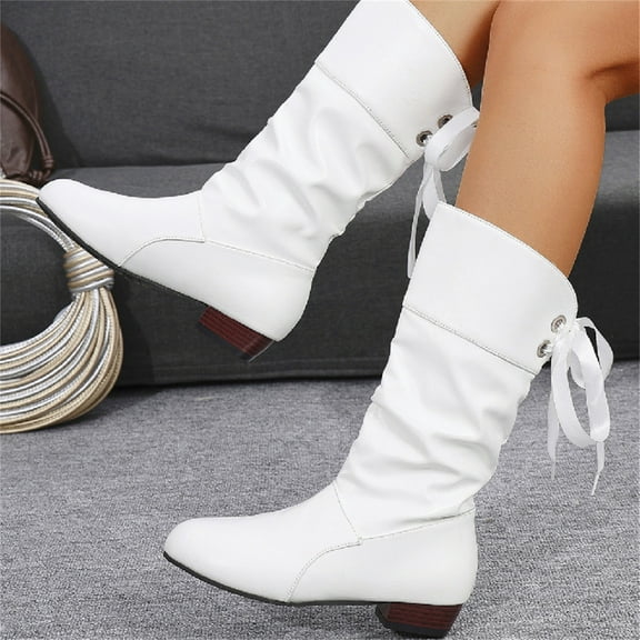 XIMIN Women Wide Calf Boots with Side Zipper Leather Wide Cowgirl Square Toe Boots Extra Wide Calf Short Shaft Boots Boots Slouch Wide Width Ankle Boots Outdoor Footwear