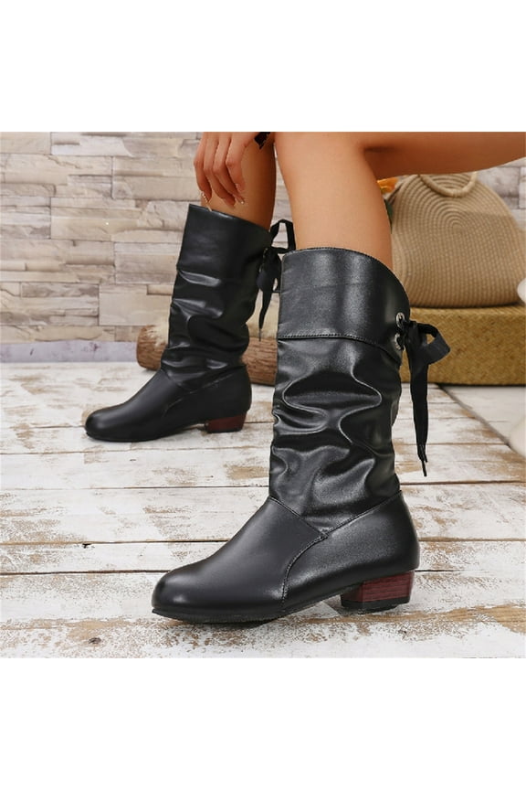 Women Wide Calf Boots with Side Zipper Leather Wide Cowgirl Square Toe Boots Extra Wide Calf Short Shaft Boots Boots Slouch Wide Width Ankle Boots Outdoor Footwear