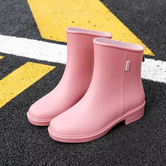 XIMIN Women's Ankle Boots Rainboots Rubber Shoes Mid Low Tube Rain Boots Non Slip Waterproof Footwear Water Boots Wash Rain Boots Outdoor Garden Shoes