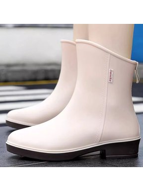 Women's Ankle Boots Rainboots Rubber Shoes Mid Low Tube Rain Boots Non Slip Waterproof Footwear Water Boots Wash Rain Boots Outdoor Garden Shoes