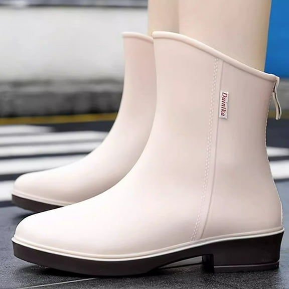 XIMIN Women's Ankle Boots Rainboots Rubber Shoes Mid Low Tube Rain Boots Non Slip Waterproof Footwear Water Boots Wash Rain Boots Outdoor Garden Shoes