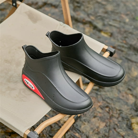 XIMIN Women's Ankle Rain Boots Waterproof Rain Boots Rubber Boots Lightweight Work Short Garden Boots Casual Rain Shoes for All-Season Washing Boots (42, Black)