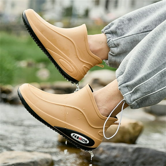 XIMIN Women's Ankle Rain Boots Waterproof Rain Boots Rubber Boots Lightweight Work Short Garden Boots Casual Rain Shoes for All-Season Washing Boots (43, Khaki)