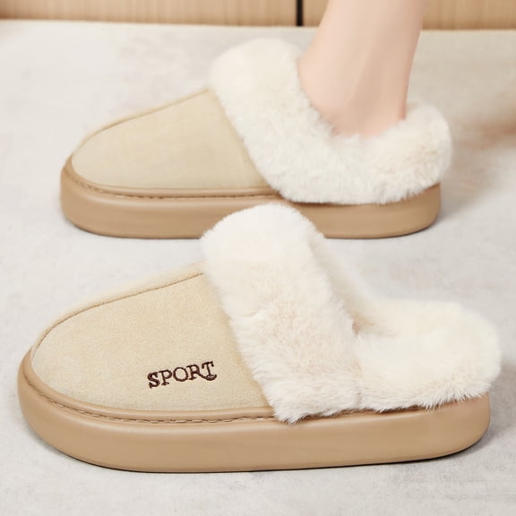 XIMIN Women's Anti-Slip Sole Fuzzy Slippers Warm House Slippers with Plush Lining Fluffy Platform Winter House Shoes Indoor Y2k Cute & Cozy