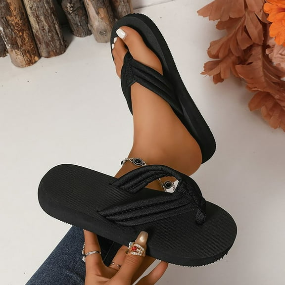XIMIN Women's Arch Support Flip Flops Comfortable Soft Cushion Summer Outdoor Beach Thong Sandals Lightweight Quick Drying House Slippers Slip on Pillow Sandals (6, Black)