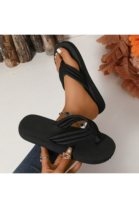 Women's Arch Support Flip Flops Comfortable Soft Cushion Summer Outdoor Beach Thong Sandals Lightweight Quick Drying House Slippers Slip on Pillow Sandals (6, Black)