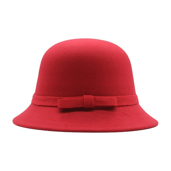 XIMIN Women's Beach Headwear Womens 1920s Bucket Cloche Hat Winter Wool Crushable Bowler Hat Vintage Cloche Round Hat