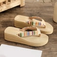 thumbnail image 1 of XIMIN Women's Boho Tribal Braid Cushioned Leather-Lined Footbed Flip Flops Boho Thong Sandals Vacation Beach Slide Slippers with Vibrant Fabric Upper (6.5, Beige), 1 of 8