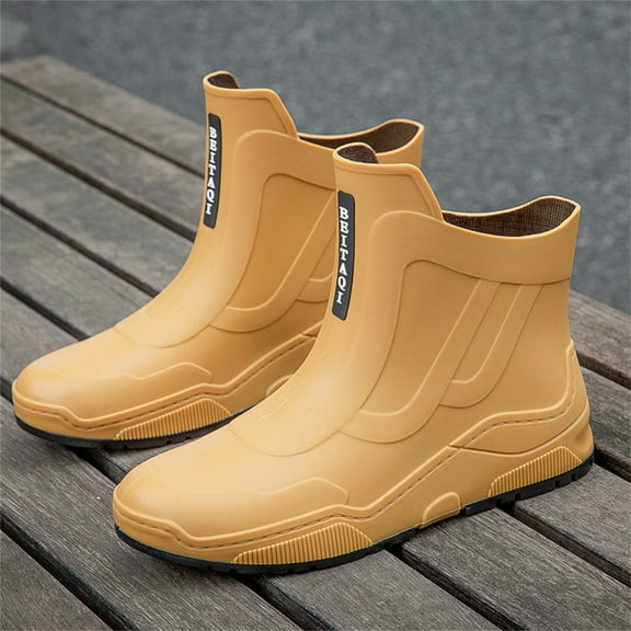 XIMIN Women's Deck Boots Waterproof Ankle Rain Boots Men's Non Slip Work Shoes for Gardening Fishing Boating Camping Outdoor Garden Shoes (37, Yellow)