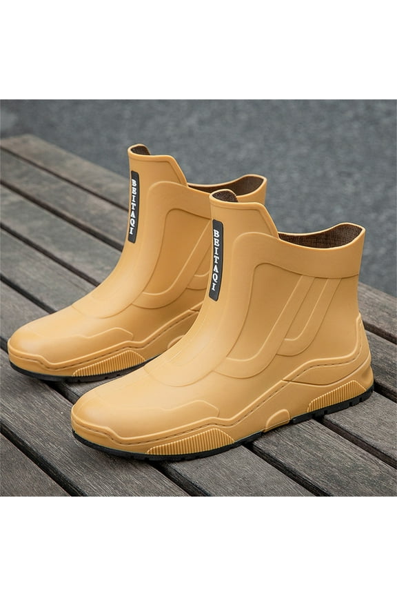 Women's Deck Boots Waterproof Ankle Rain Boots Men's Non Slip Work Shoes for Gardening Fishing Boating Camping Outdoor Garden Shoes (37, Yellow)