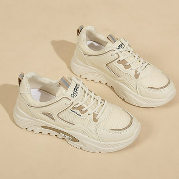 XIMIN Women’s Fashion Color Matching Platform Lace Up Shoes Low Top Lace-up Chunky Mesh Casual Walking Workout Driving Shoes Breathable Non Slip Sneaker