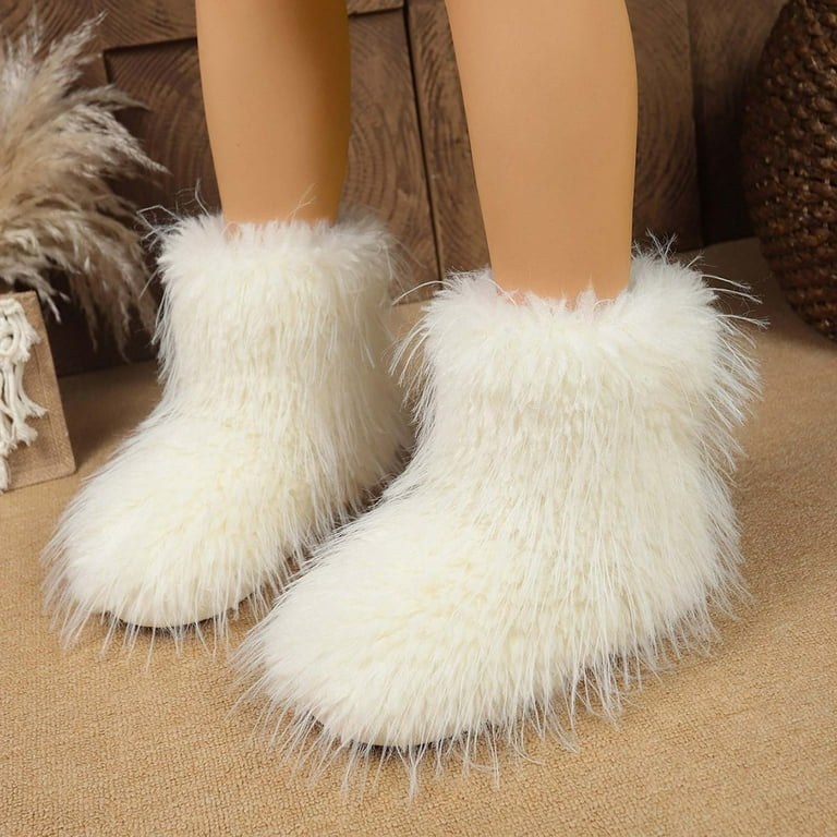 XIMIN Women's Faux fur Boot Furry Fluffy Short Furry Fluffy Snow - Main Image