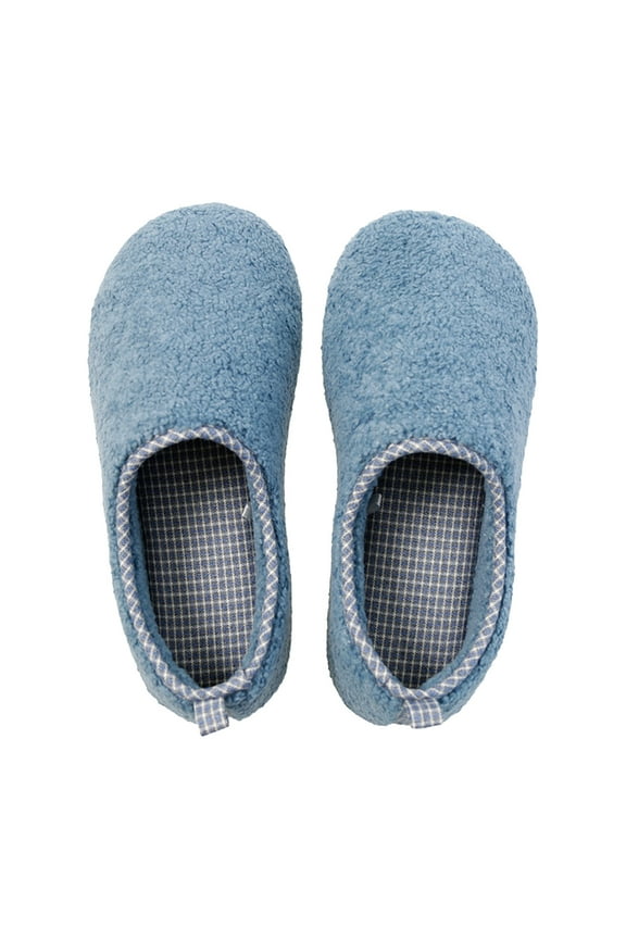 Women's Flat Sole Slippers Women's Cozy Fuzzy Slippers Warm Memory Foam Closed Back House Shoes with Indoor Outdoor Anti Rubber Sole Non Slip Comfortable Bedroom Slippers(Blue,US 11.5)