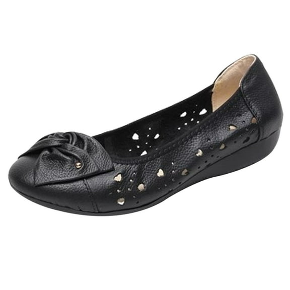 XIMIN Women's Flats Shoes Faux Suede Round Toe Ballet Dressy Fashion Bowknot Flats Wedding Comfortable Slip On Walking Shoes Footwear (6.5, Black)