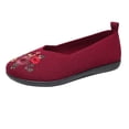thumbnail image 1 of XIMIN Women's Flats Shoes Traditional Chinese Style Embroidered Comfort Knit Dress Flats Round Toe Ballet Flats with Memory Foam Softable Slip on Casual Outdoor (8, Red), 1 of 6