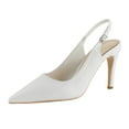thumbnail image 1 of XIMIN Women's Heels Slingback Pointed Stretch Strap Closed Toe Kitten Heels Pumps Shoes for Wedding Party Commuting Office Footwear (9.5, White), 1 of 9