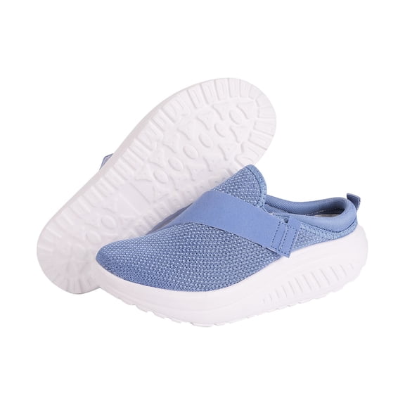 XIMIN Women's Knitted Platform Mules House Slippers with Arch-Support Lightweight Slip On Orthopedic Diabetics Backless Sneakers Non-Slip Walking Shoes for Indoor and Outdoor