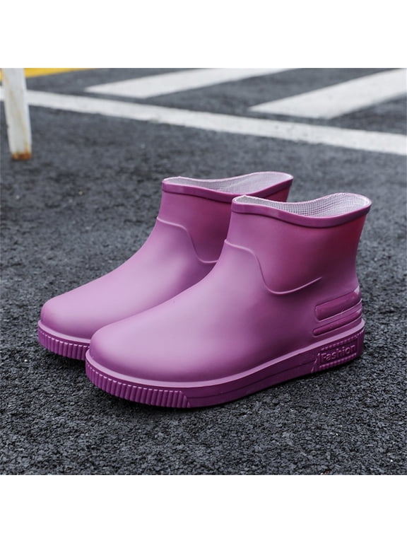 Women's Lightweight Rain Boots Wide Calf Mid Waterproof Rainboots Solid Color Rain Boots Outdoor Non-Slip Boots Short Ankle Boots Garden Boots