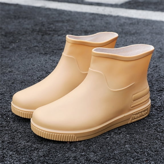 XIMIN Women's Lightweight Rain Boots Wide Calf Mid Waterproof Rainboots Solid Color Rain Boots Outdoor Non-Slip Boots Short Ankle Boots Garden Boots