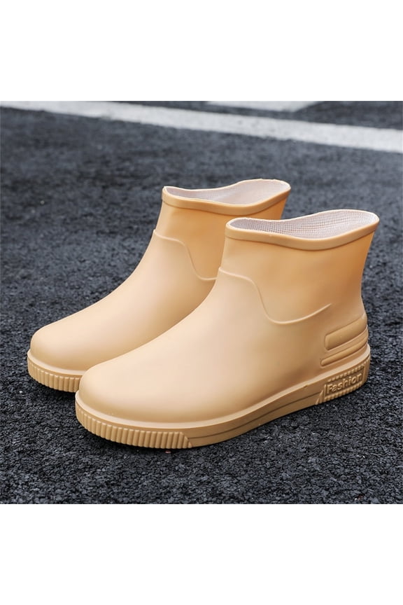 Women's Lightweight Rain Boots Wide Calf Mid Waterproof Rainboots Solid Color Rain Boots Outdoor Non-Slip Boots Short Ankle Boots Garden Boots