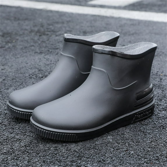 XIMIN Women's Lightweight Rain Boots Wide Calf Mid Waterproof Rainboots Solid Color Rain Boots Outdoor Non-Slip Boots Short Ankle Boots Garden Boots