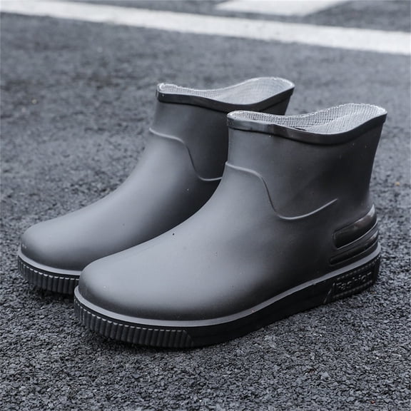 XIMIN Women's Lightweight Rain Boots Wide Calf Mid Waterproof Rainboots Solid Color Rain Boots Outdoor Non-Slip Boots Short Ankle Boots Garden Boots