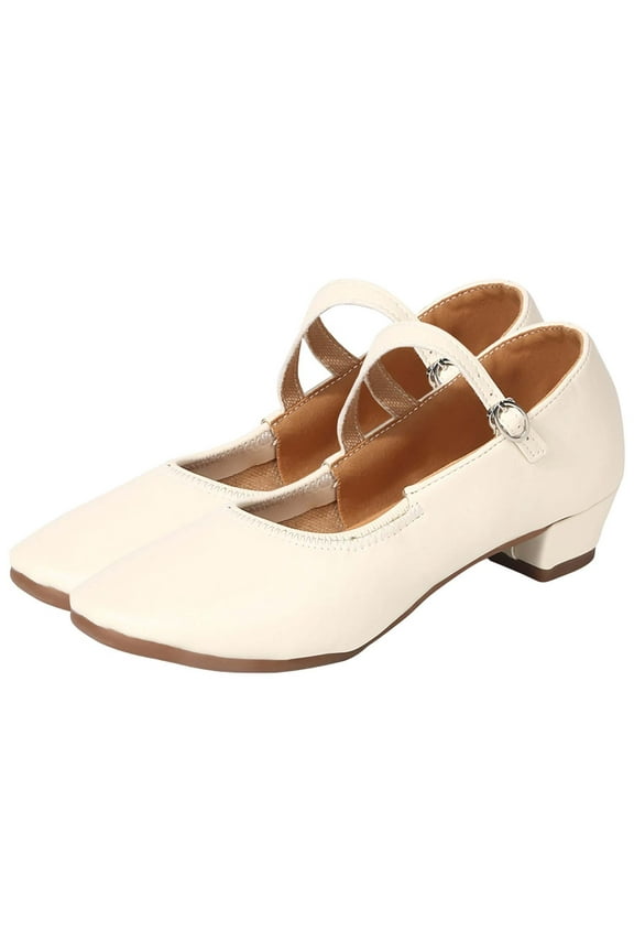 Women's Mary Jane Low Heels Dress Pumps Fashion Shoes with Adjustable Ankle Strap Pointed Toe Easy Buckle Low Heel Slip On Flats for Dressy Casual Occasions