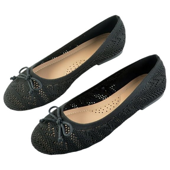 XIMIN Women’s Mesh Knit Flats Backless Shoes Comfortable Crochet Lace Mesh Round Toe Slip On Casual Ballet Flats Comfortable Dress Shoes Business Shoes
