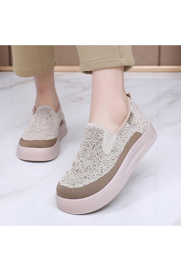 Women's Mesh Loafers Chunky Sole Slip On New Shoes Single Casual Daily Mother Shoes Non-Slip Soft Sole Comfort Lightweight Travel Shoes Fashion Sneaker ﻿